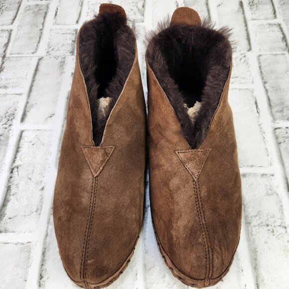 L.L. Bean Wicked Good Men's Size 9 M Brown Suede Soft Slippers Shearling Lining - Picture 9 of 11